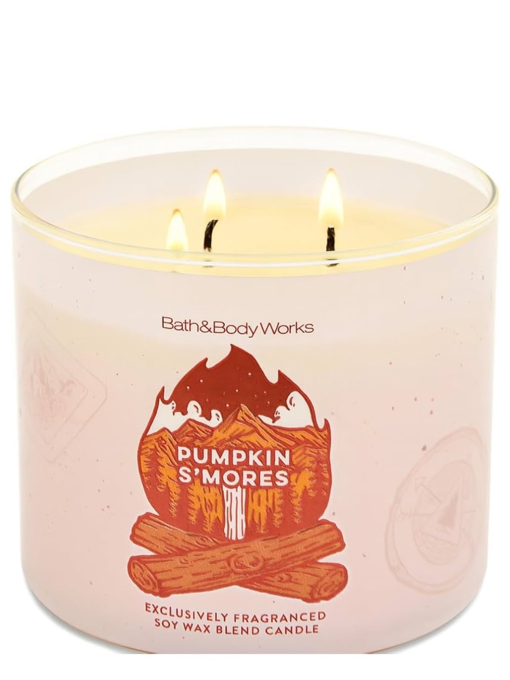 Bath & Body Works Pumpkin S'mores 3-Wick Candle - Cream & Orange Accent